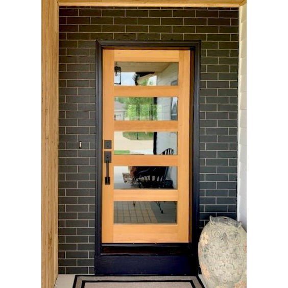 Krosswood Modern Hemlock 5-Lite Clear Glass Exterior Door Slab — 1-3/4 in Thick