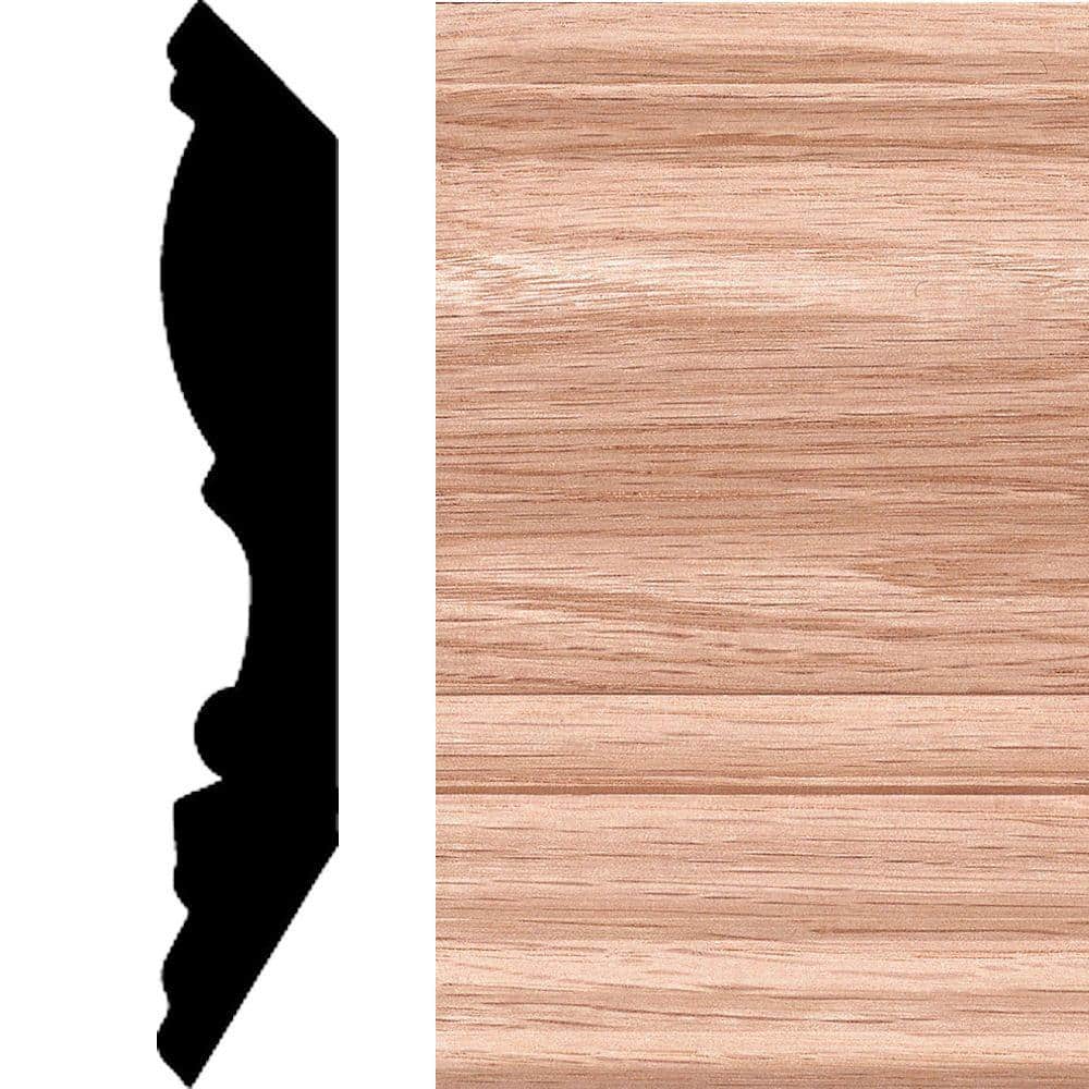 Fara Home HOUSE OF FARA 3/4 in. x 4 in. - 1/2 in. x 8 ft. Oak Crown Moulding ...