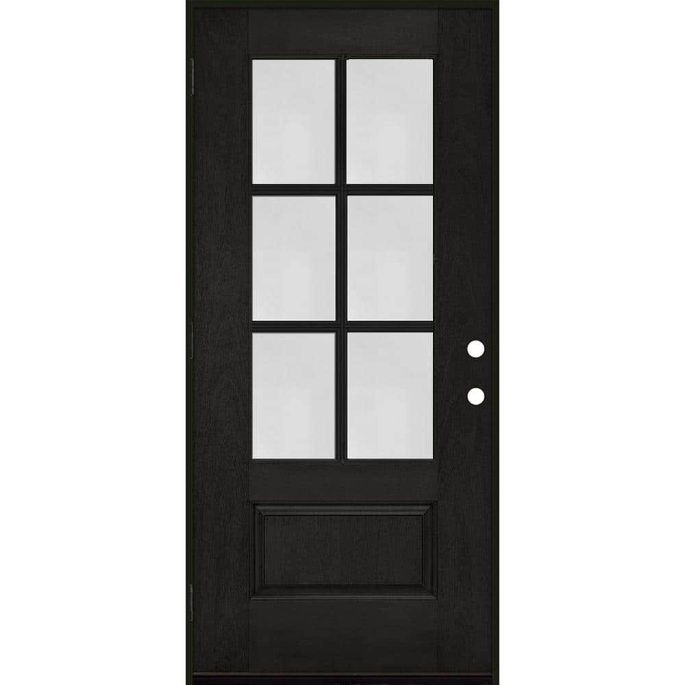 Steves & Sons Regency 36 in. x 80 in. 3/4-6 Lite Clear Glass RHOS Onyx Stain Mahogany Fiberglass Prehung Front Door