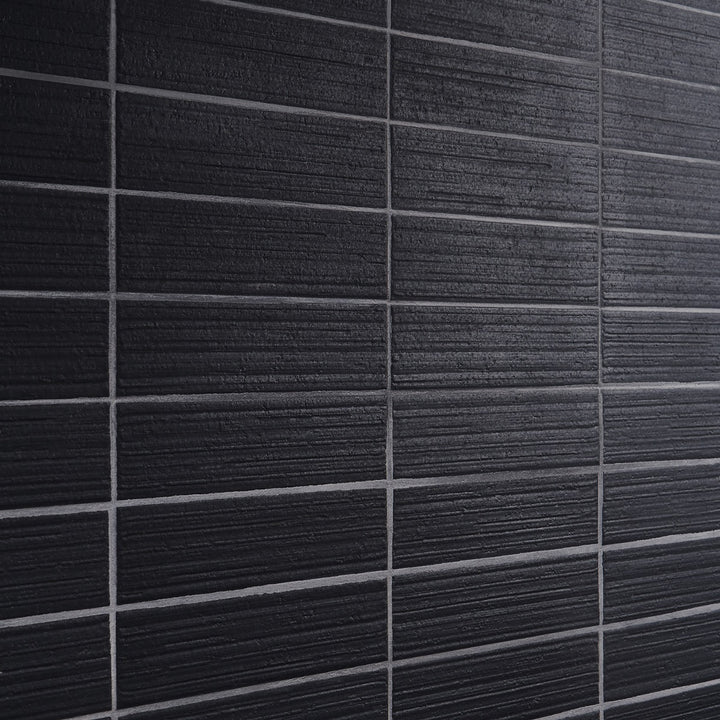Charlotte Charcoal Black 3x10 Textured Matte Ceramic Subway Tile