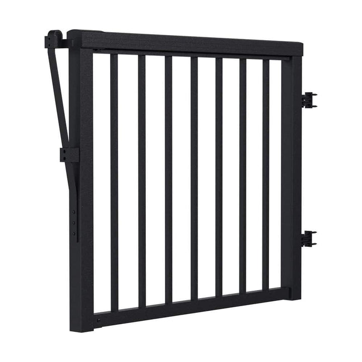 Peak Aluminum Railing 36 in. H x 40 in. W Matte Black Aluminum Deck Railing Picket Gate
