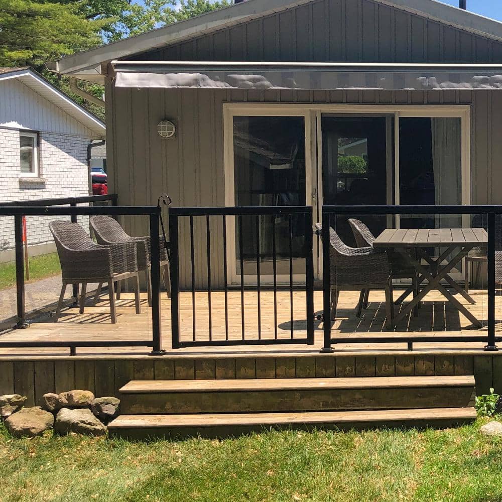 Peak Aluminum Railing 36 in. H x 40 in. W Matte Black Aluminum Deck Railing Picket Gate