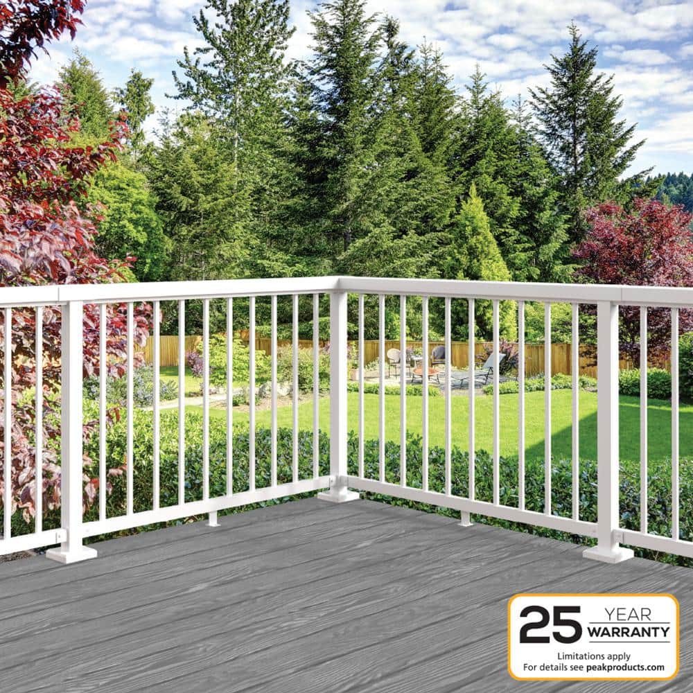 Peak Aluminum Railing 36 in. H x 40 in. W White Aluminum Deck Railing Wide Picket Gate