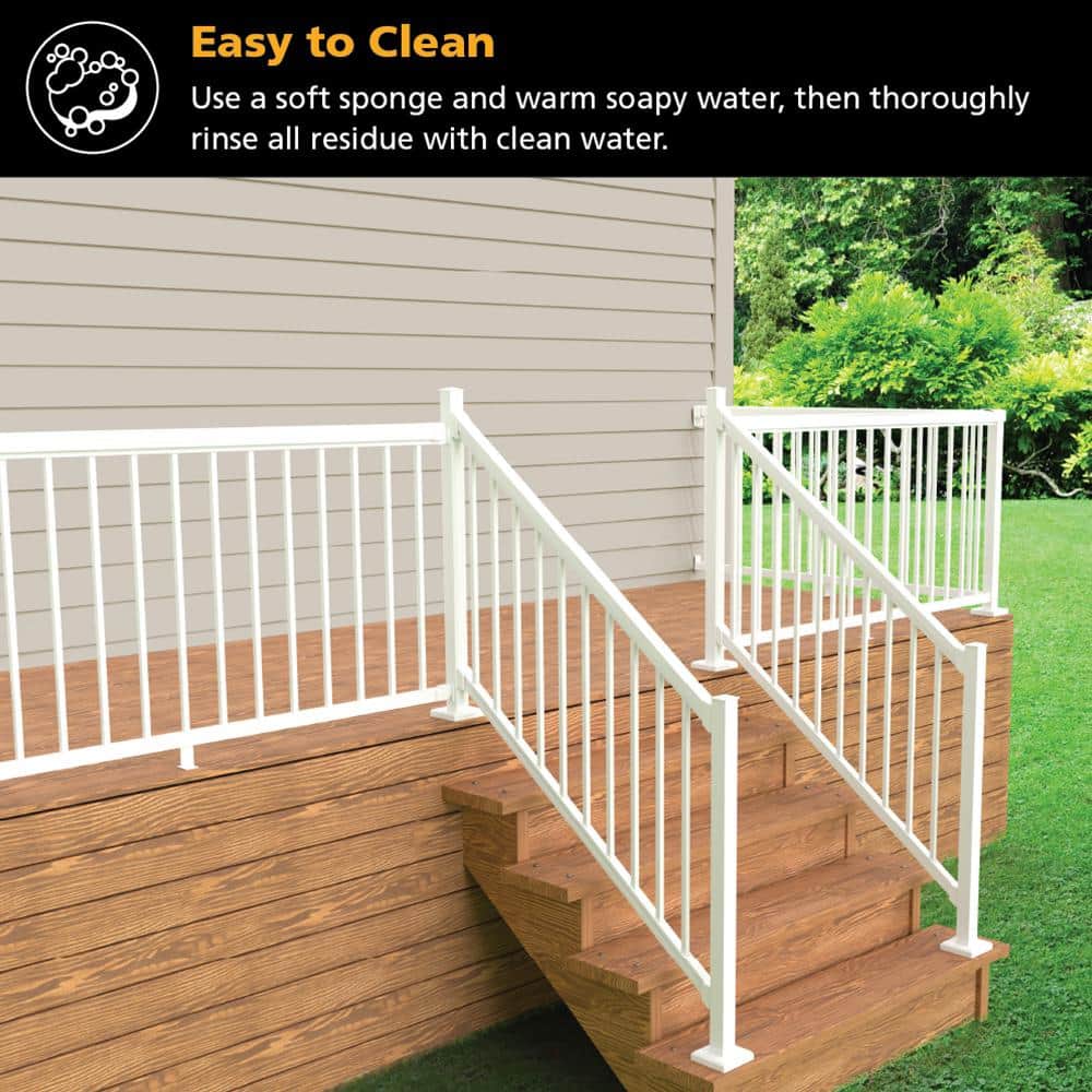 Peak Aluminum Railing 36 in. H x 40 in. W White Aluminum Deck Railing Wide Picket Gate