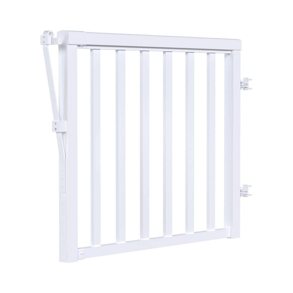 Peak Aluminum Railing 36 in. H x 40 in. W White Aluminum Deck Railing Wide Picket Gate