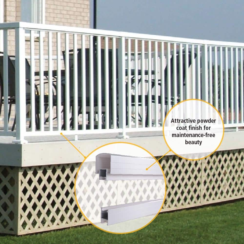 Peak Aluminum Railing 6 ft. White Aluminum Deck Railing Wide Picket and Spacer Kit for 36 in. high system