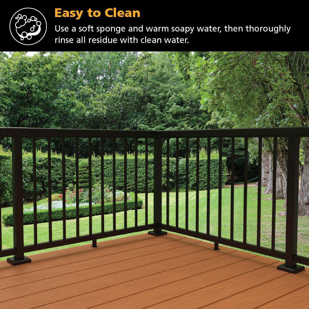 Peak Aluminum Railing 36 in. H x 18 in. W Clear Aluminum Deck Railing Tempered Glass Panel
