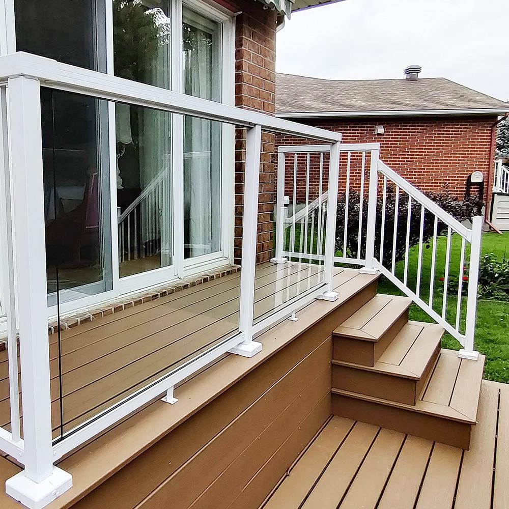 Peak Aluminum Railing 36 in. H x 18 in. W Clear Aluminum Deck Railing Tempered Glass Panel
