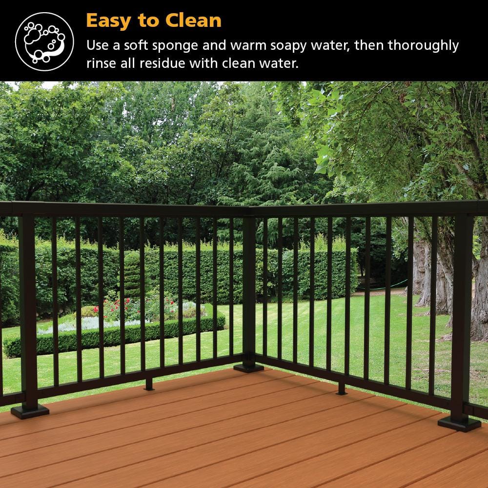 Peak Aluminum Railing 36 in. H x 66 in. W Clear Aluminum Deck Railing Tempered Glass Panel