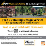 Peak Aluminum Railing 36 in. H x 66 in. W Clear Aluminum Deck Railing Tempered Glass Panel