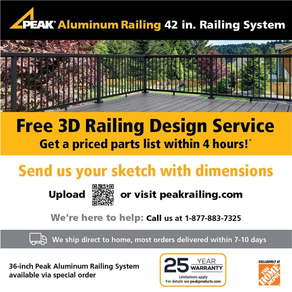 Peak Aluminum Railing 6 ft. Black Aluminum Deck Railing Stair Picket and Spacer Kit for 42 in. high system