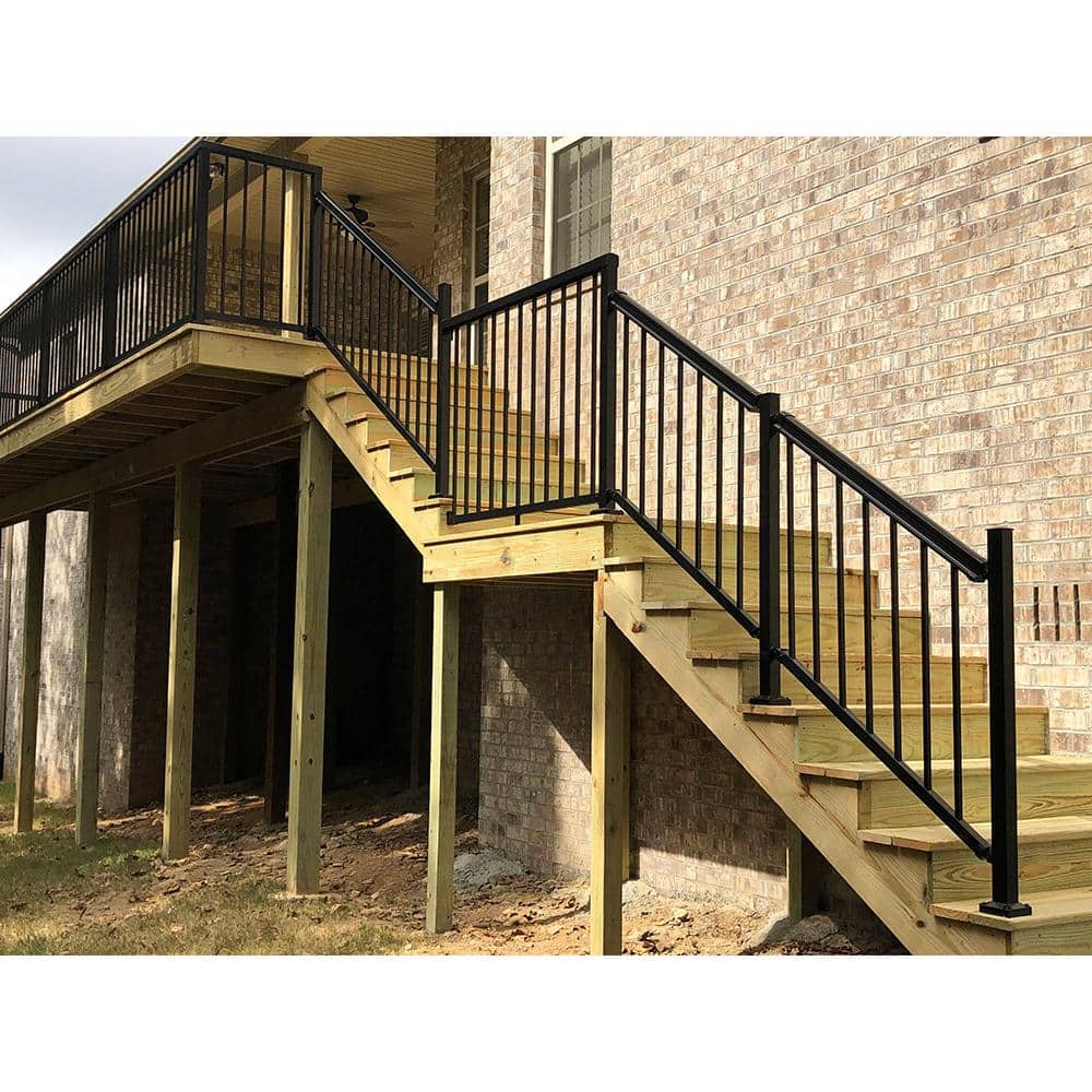 Peak Aluminum Railing 6 ft. Black Aluminum Deck Railing Stair Picket and Spacer Kit for 42 in. high system