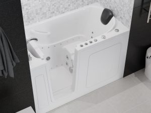 Universal Tubs Safe Premier 59.6 in. x 60 in. x 32 in. Right-Drain Walk-In Air & Whirlpool Bathtub in White