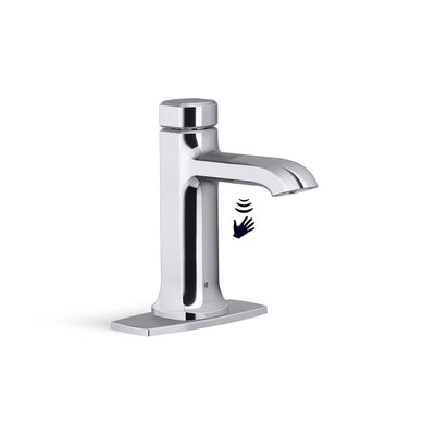 KOHLER Rubicon Battery Powered Touchless Single Hole Bathroom Faucet in Polished Chrome