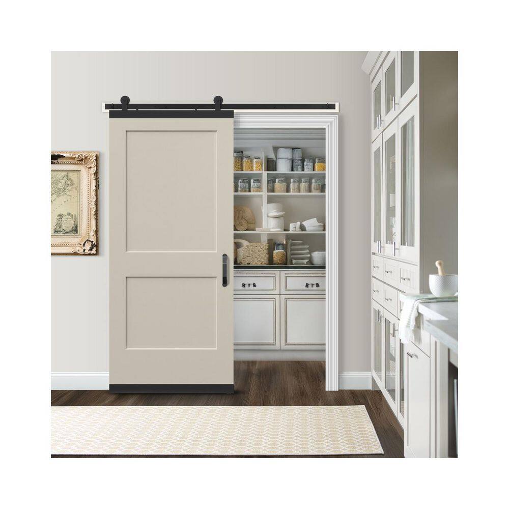 JELD-WEN 36 in. x 84 in. Monroe Primed Smooth Molded Composite MDF Barn Door with Rustic Hardware Kit