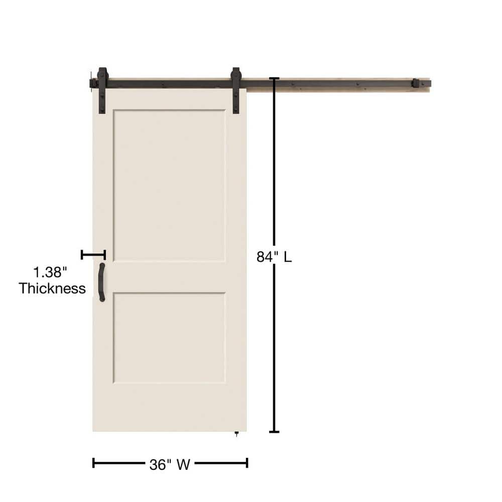 JELD-WEN 36 in. x 84 in. Monroe Primed Smooth Molded Composite MDF Barn Door with Rustic Hardware Kit