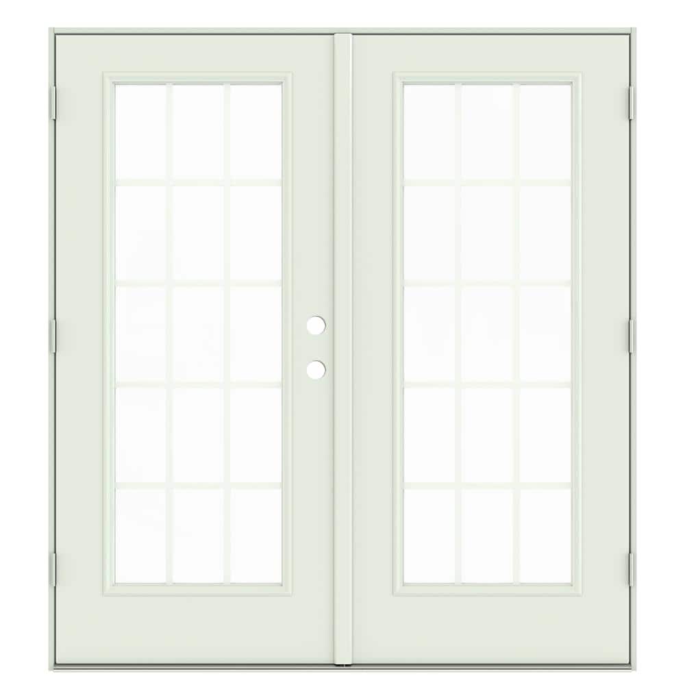 72 in. x 80 in. Right-Hand/Outswing Low-E 15 Lite Primed Steel Double Prehung Patio Door