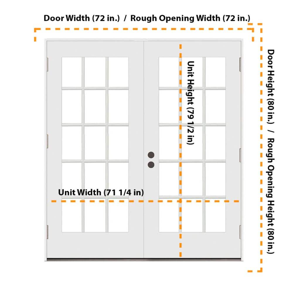 JELD-WEN 72 in. x 80 in. Right-Hand Outswing Low-E 15 Lite Primed Steel Double Prehung Patio Door