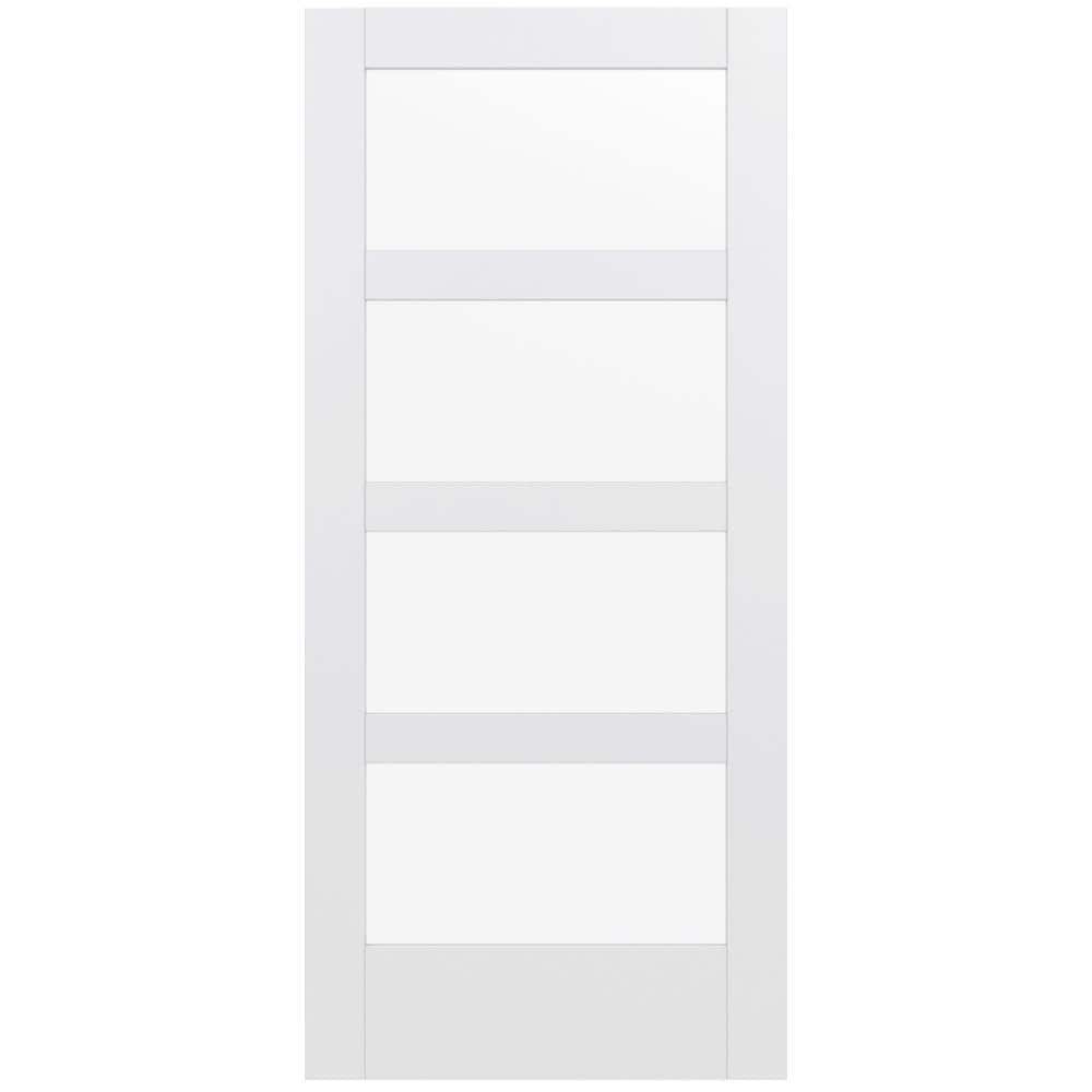 JELD-WEN MODA Primed PMC1044 Solid Core Wood Interior Door Slab with Clear Glass, 36 in. x 80 in.
