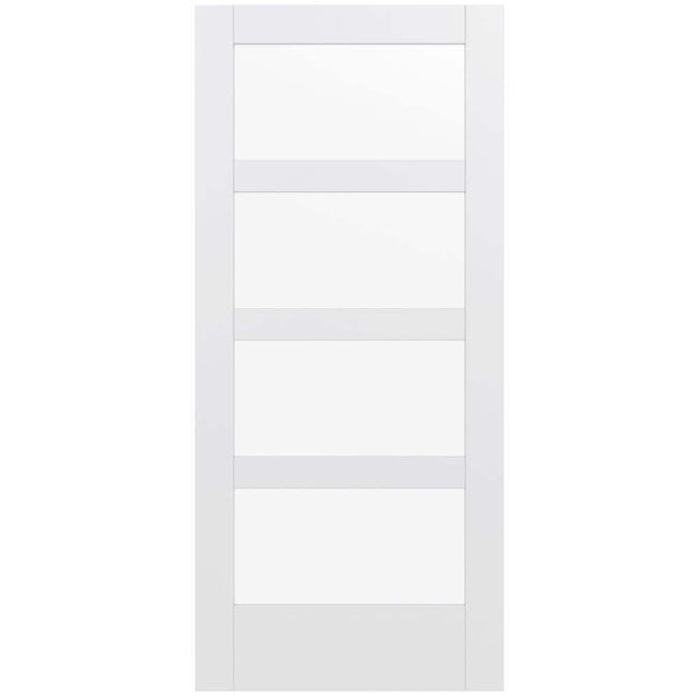 JELD-WEN MODA Primed PMC1044 Solid Core Wood Interior Door Slab with Clear Glass, 36 in. x 80 in.