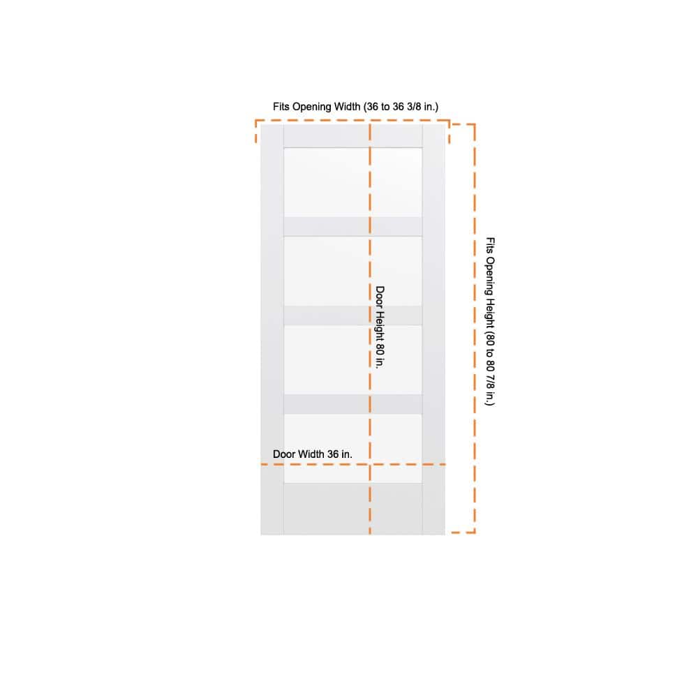 JELD-WEN MODA Primed PMC1044 Solid Core Wood Interior Door Slab with Clear Glass, 36 in. x 80 in.