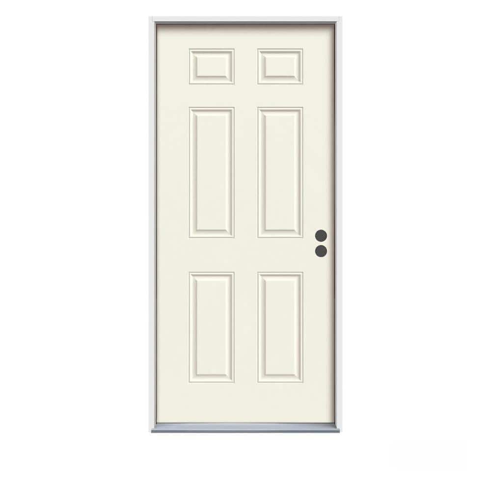 JELD-WEN 32 in. x 80 in. 6-Panel Primed Steel Prehung Left-Hand Inswing Front Door