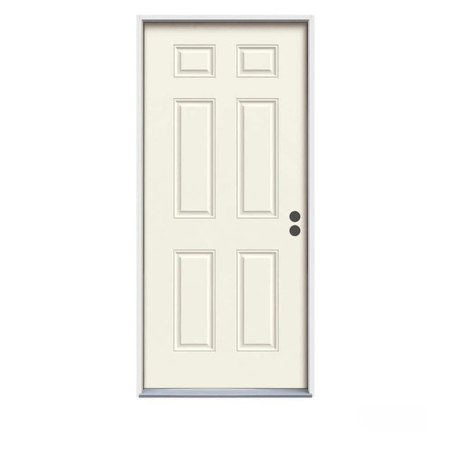 JELD-WEN 32 in. x 80 in. 6-Panel Primed Steel Prehung Left-Hand Inswing Front Door
