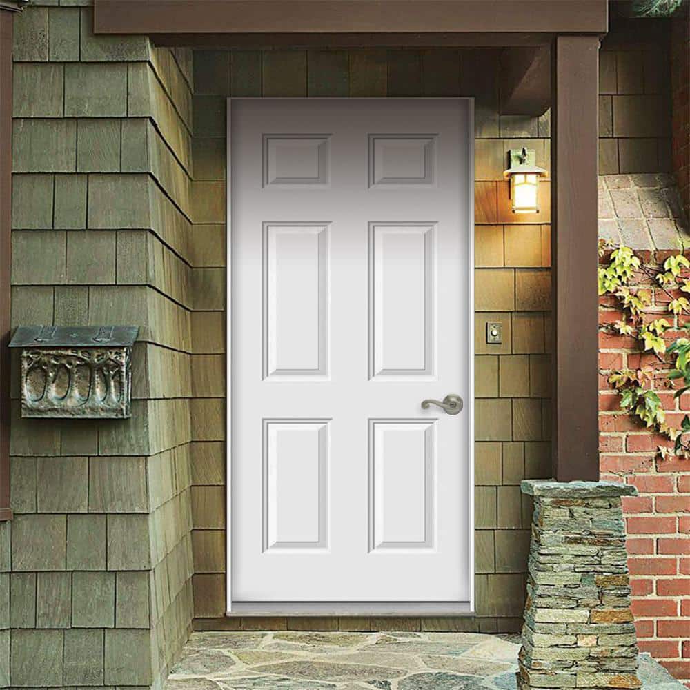 JELD-WEN 32 in. x 80 in. 6-Panel Primed Steel Prehung Left-Hand Inswing Front Door