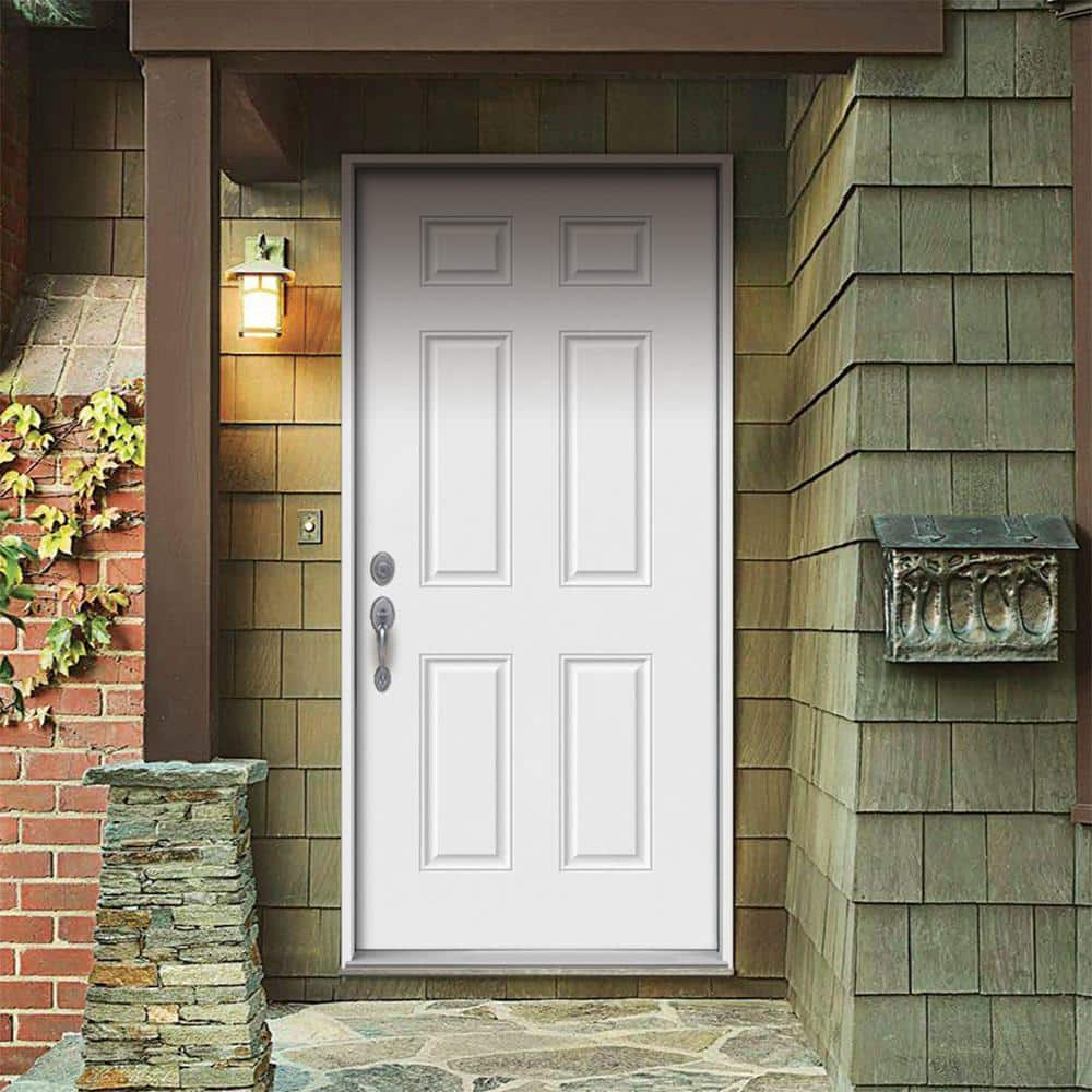 JELD-WEN 32 in. x 80 in. 6-Panel Primed Steel Prehung Right-Hand Inswing Front Door