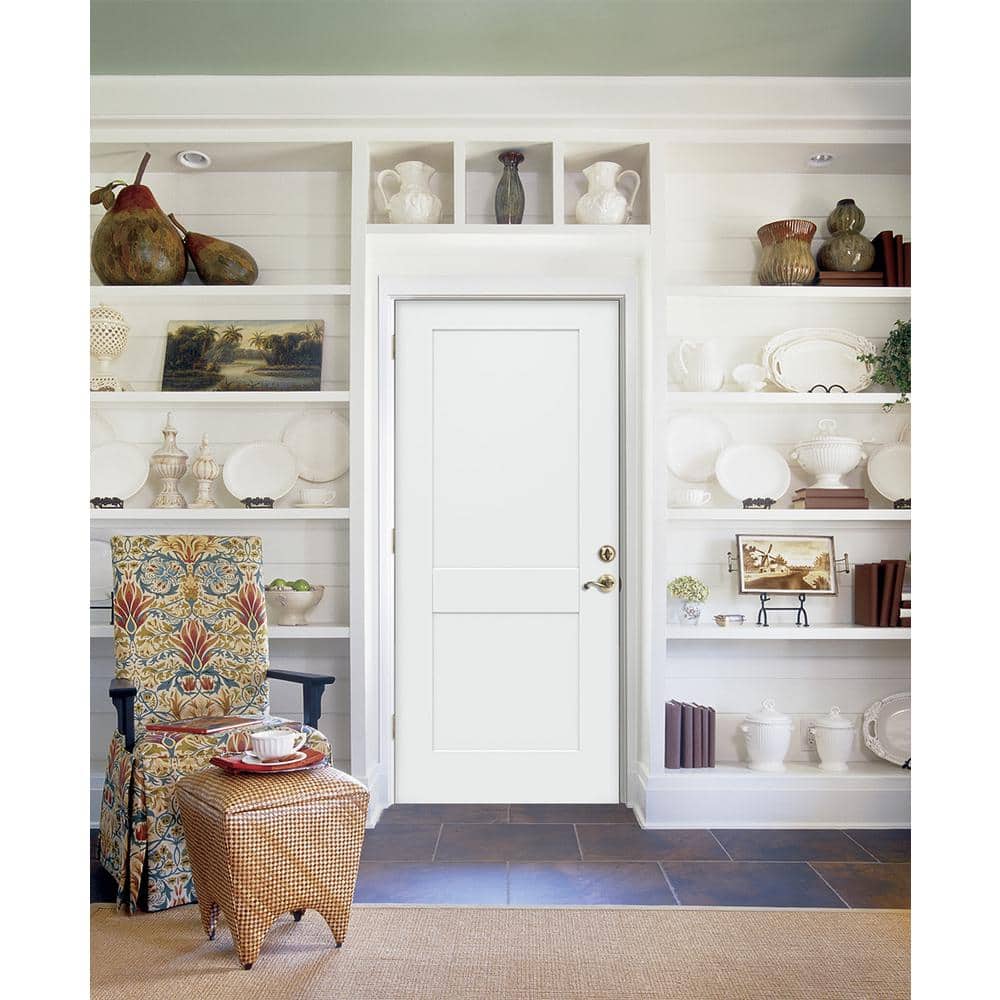 JELD-WEN 32 in. x 80 in. 2-Panel Craftsman Primed Steel Prehung Right-Hand Inswing Front Door