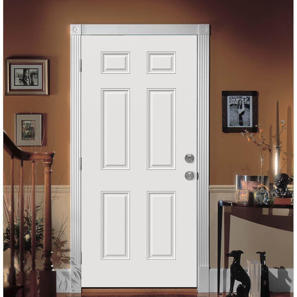 JELD-WEN 30 in. x 80 in. 6-Panel Primed Premium Steel Front Door Slab