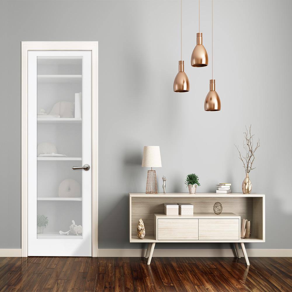 Krosswood Doors 32 in. x 96 in. 1-Lite Satin Etch Solid Core MDF Primed Interior Door Slab