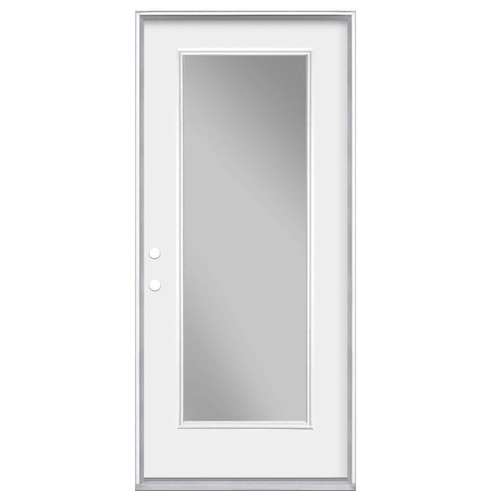 Masonite 36 in. x 80 in. Premium Full Lite Right-Hand Inswing Primed Steel Prehung Front Exterior Door, No Brickmold