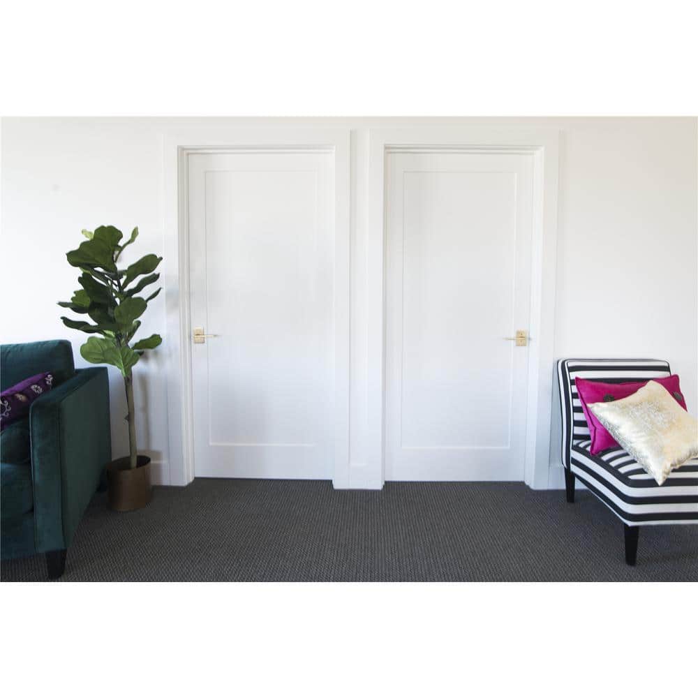 Krosswood Doors 36 in. x 96 in. Shaker 1-Panel Primed Solid Hybrid Core MDF Interior Door Slab