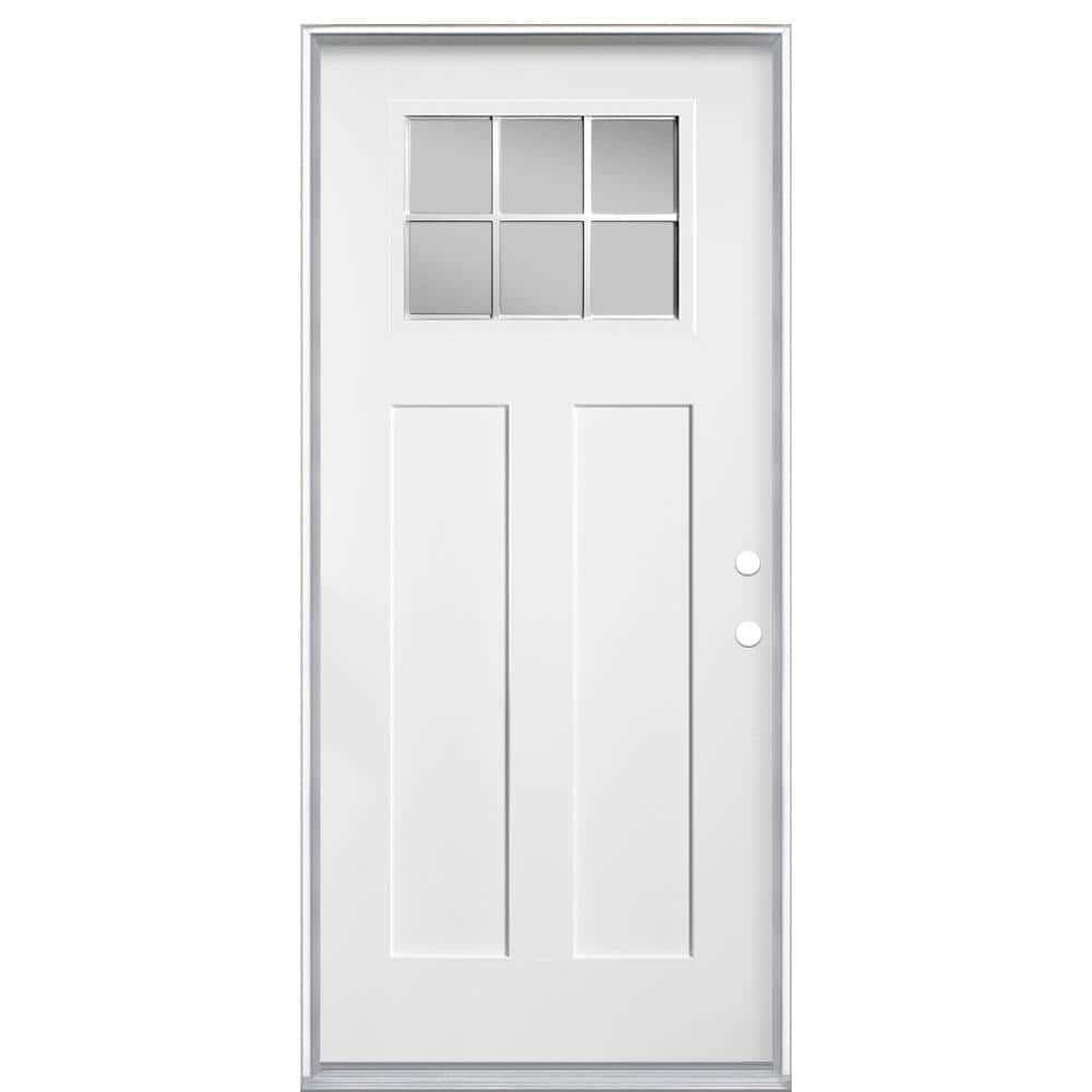 Masonite 36 x 80 in. Craftsman 6 Lite Left Hand Inswing Primed Smooth ...