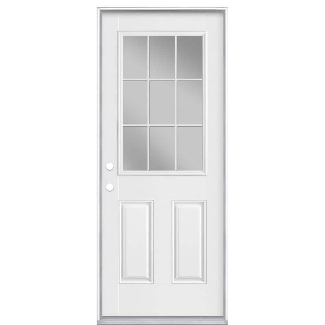Masonite 32 x 80 in. Right-Hand Inswing 9 Lite Primed Fiberglass Prehung Front Door with No Brickmold