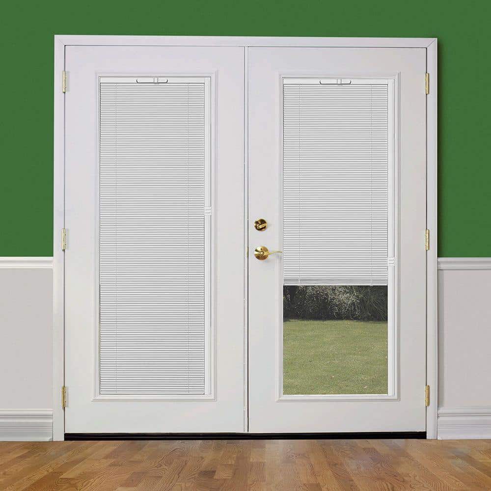 Masonite 72 in. x 80 in. Primed Prehung Left-Hand Inswing Mini Blind Steel Patio Door with Brick Mold