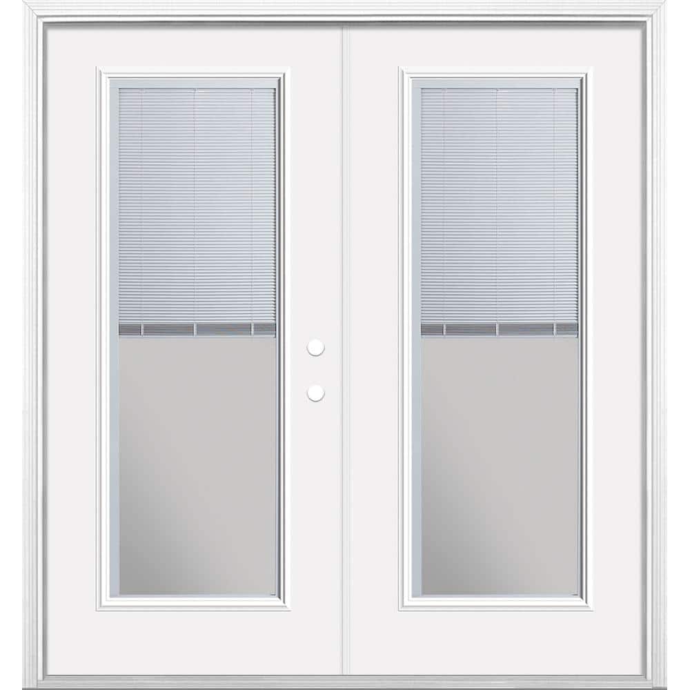 Masonite 72 in. x 80 in. Primed Prehung Left-Hand Inswing Mini Blind Steel Patio Door with Brick Mold