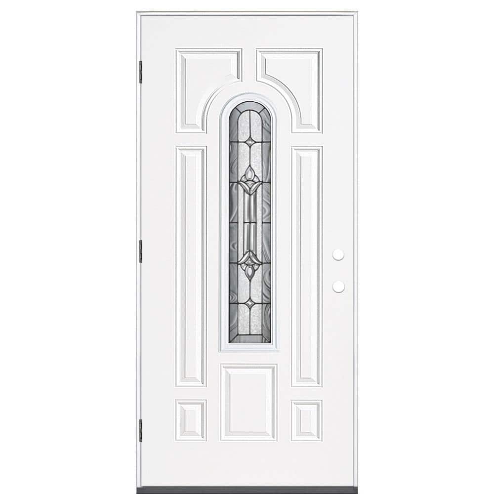 Masonite 36 in. x 80 in. Providence Center Arch Right-Hand Outswing Primed Steel Prehung Front Exterior Door