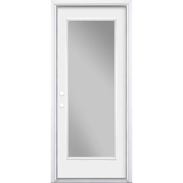 Masonite 32 in. x 80 in. Premium Right-Hand Inswing Full Lite Primed Steel Prehung Front Exterior Door (No Brickmold)