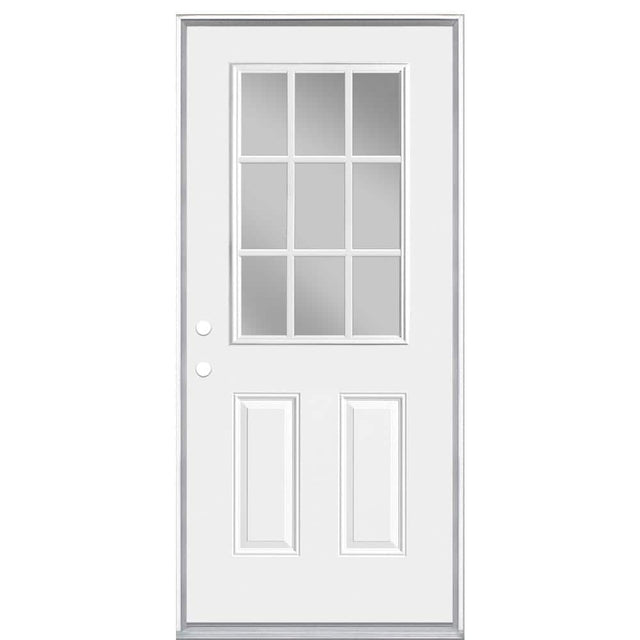 Masonite 36 in. x 80 in. Premium 9-Lite Right-Hand Inswing Primed Steel Prehung Front Exterior Door (No Brickmold)