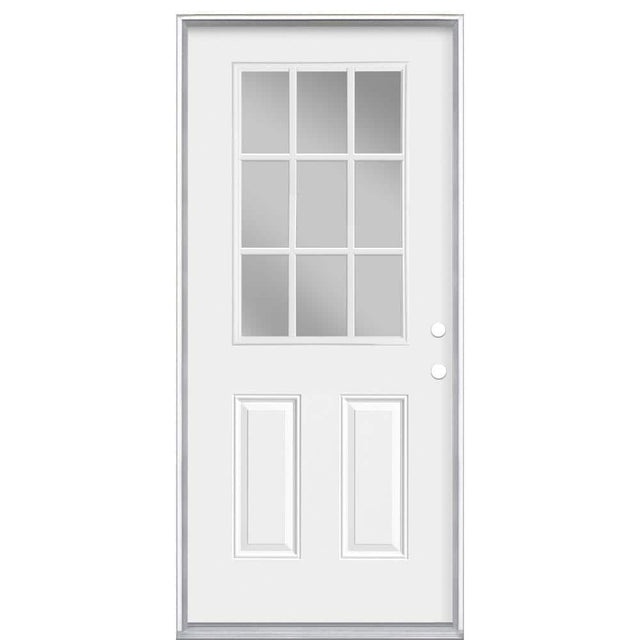 Masonite 36 in. x 80 in. Premium 9 Lite Left-Hand Inswing Primed Steel Prehung Front Exterior Door (No Brickmold)