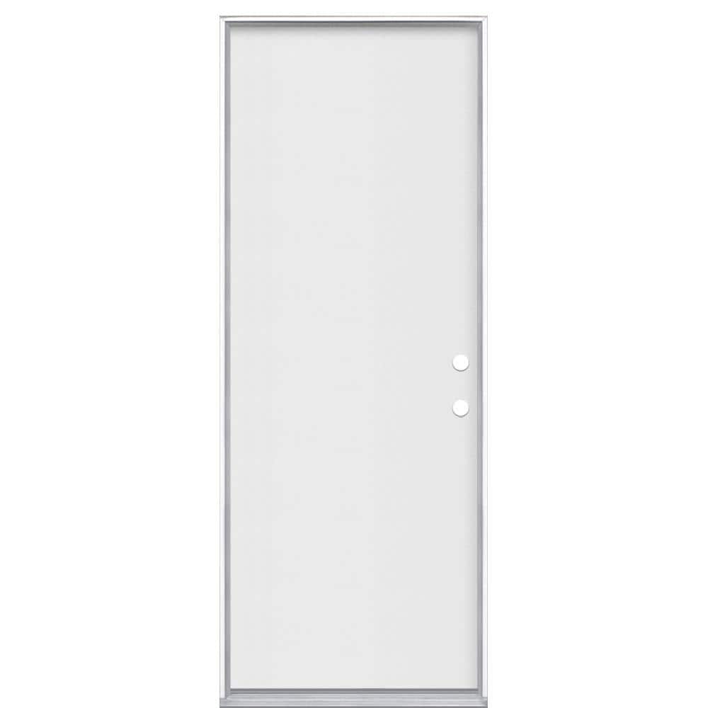 Masonite 30 in. x 80 in. Premium Flush Left-Hand Inswing Primed Steel Prehung Front Exterior Door (No Brickmold)