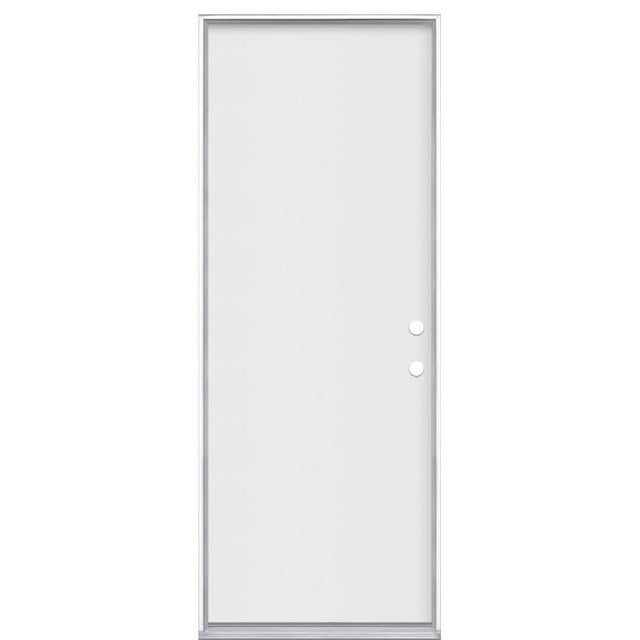 Masonite 30 in. x 80 in. Premium Flush Left-Hand Inswing Primed Steel Prehung Front Exterior Door (No Brickmold)
