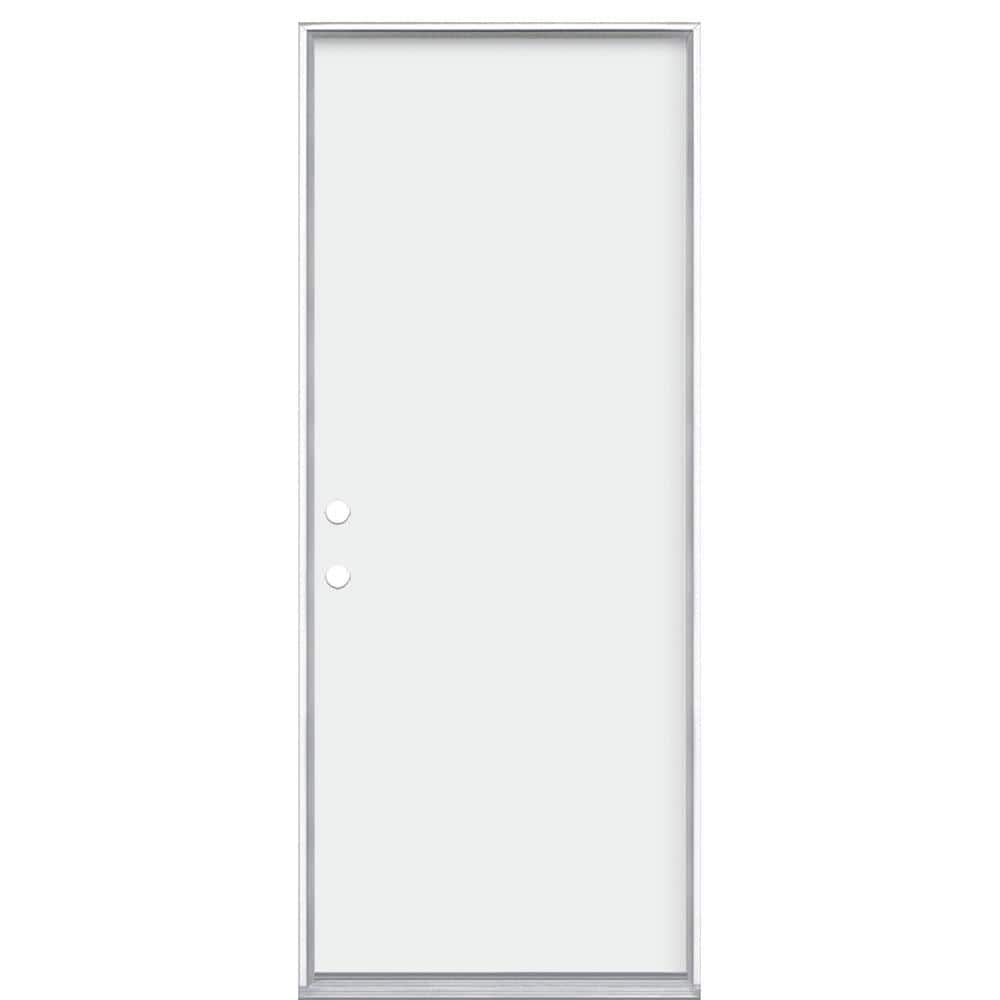 Masonite 32 in. x 80 in. Premium Flush Right-Hand Inswing Primed Steel Prehung Front Exterior Door (No Brickmold)