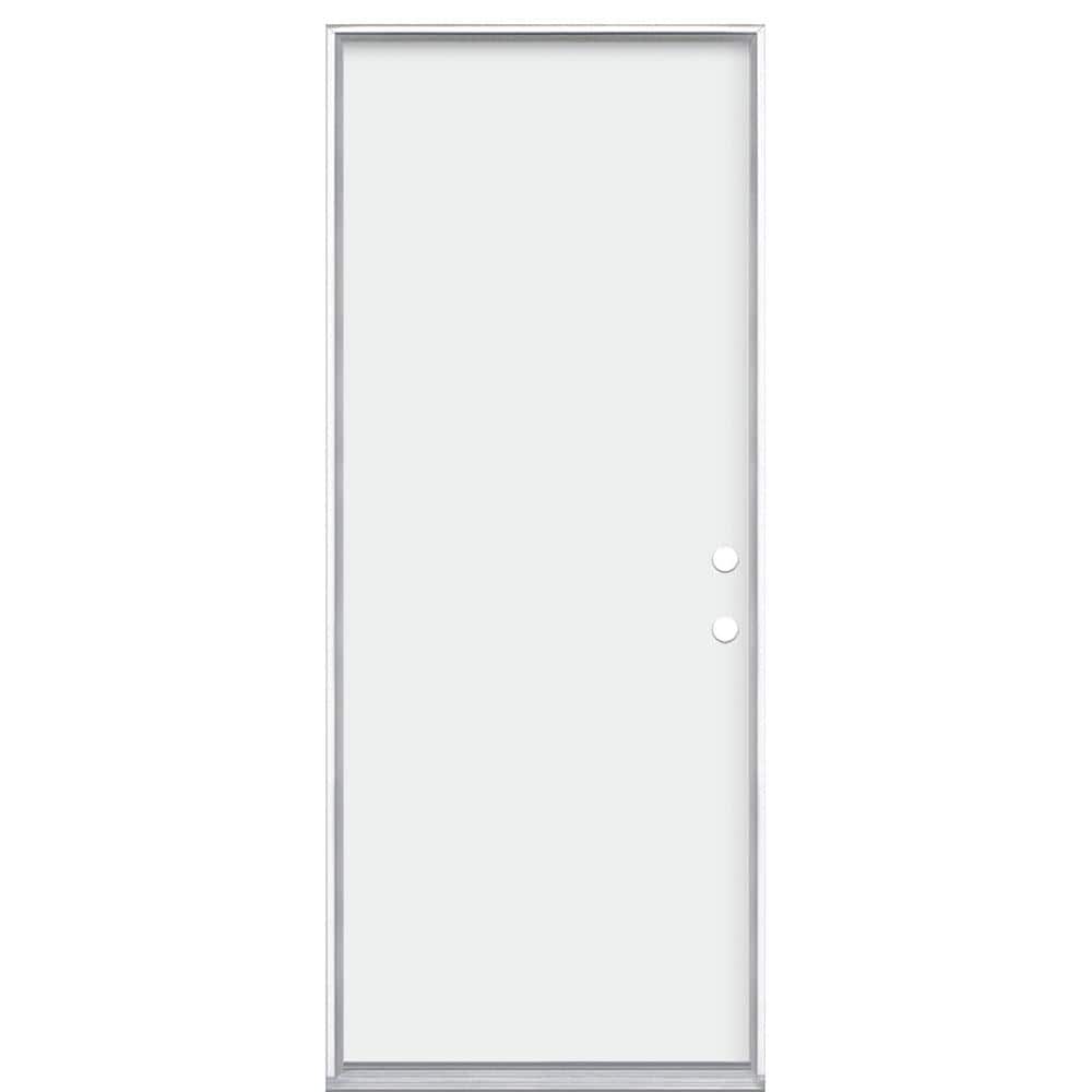 Masonite 32 in. x 80 in. Premium Flush Left-Hand Inswing Primed Steel Prehung Front Exterior Door, No Brickmold