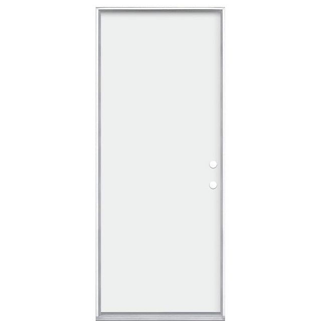 Masonite 32 in. x 80 in. Premium Flush Left-Hand Inswing Primed Steel Prehung Front Exterior Door, No Brickmold