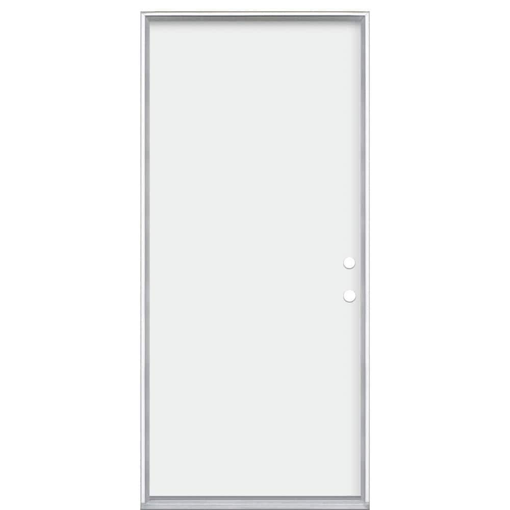Masonite 36 in. x 80 in. Premium Flush Left Hand Inswing Primed Steel Prehung Exterior Door No Brickmold