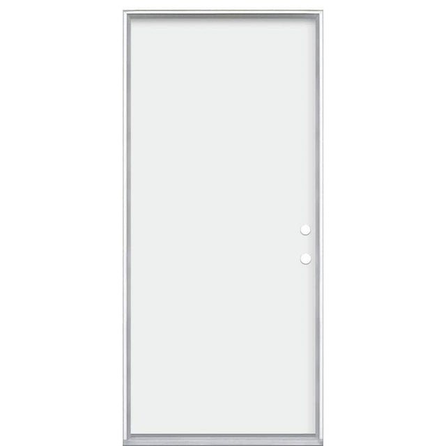 Masonite 36 in. x 80 in. Premium Flush Left Hand Inswing Primed Steel Prehung Exterior Door No Brickmold