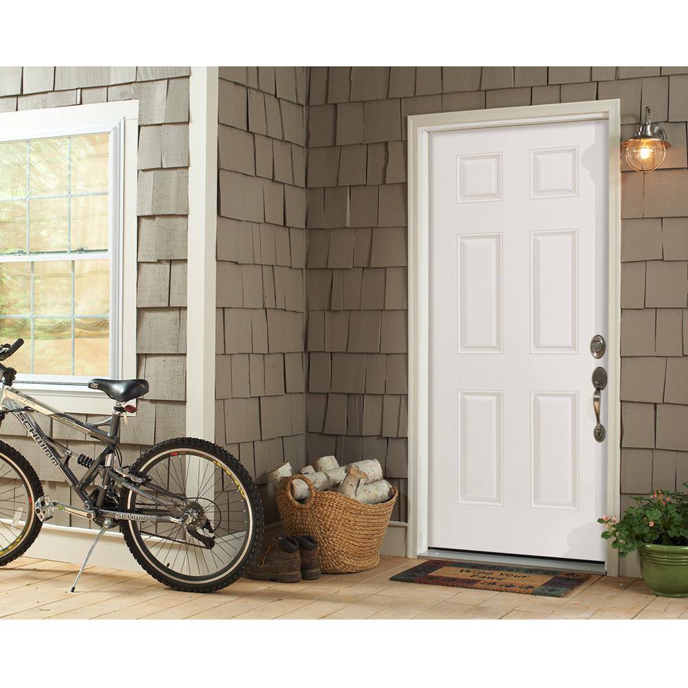 Masonite 32 in. x 80 in. Premium 6-Panel Right-Hand Inswing Primed Steel Prehung Front Door without Brickmold